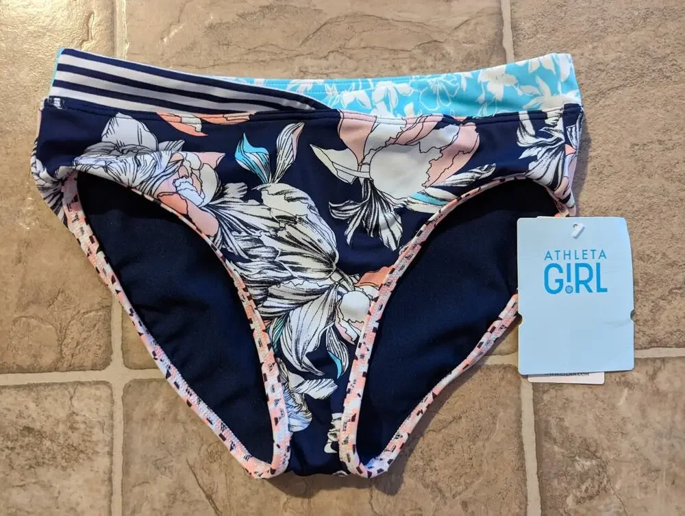 New ATHLETA GIRL sz L 12 Island Time Bikini Bottoms only swim floral print 4604